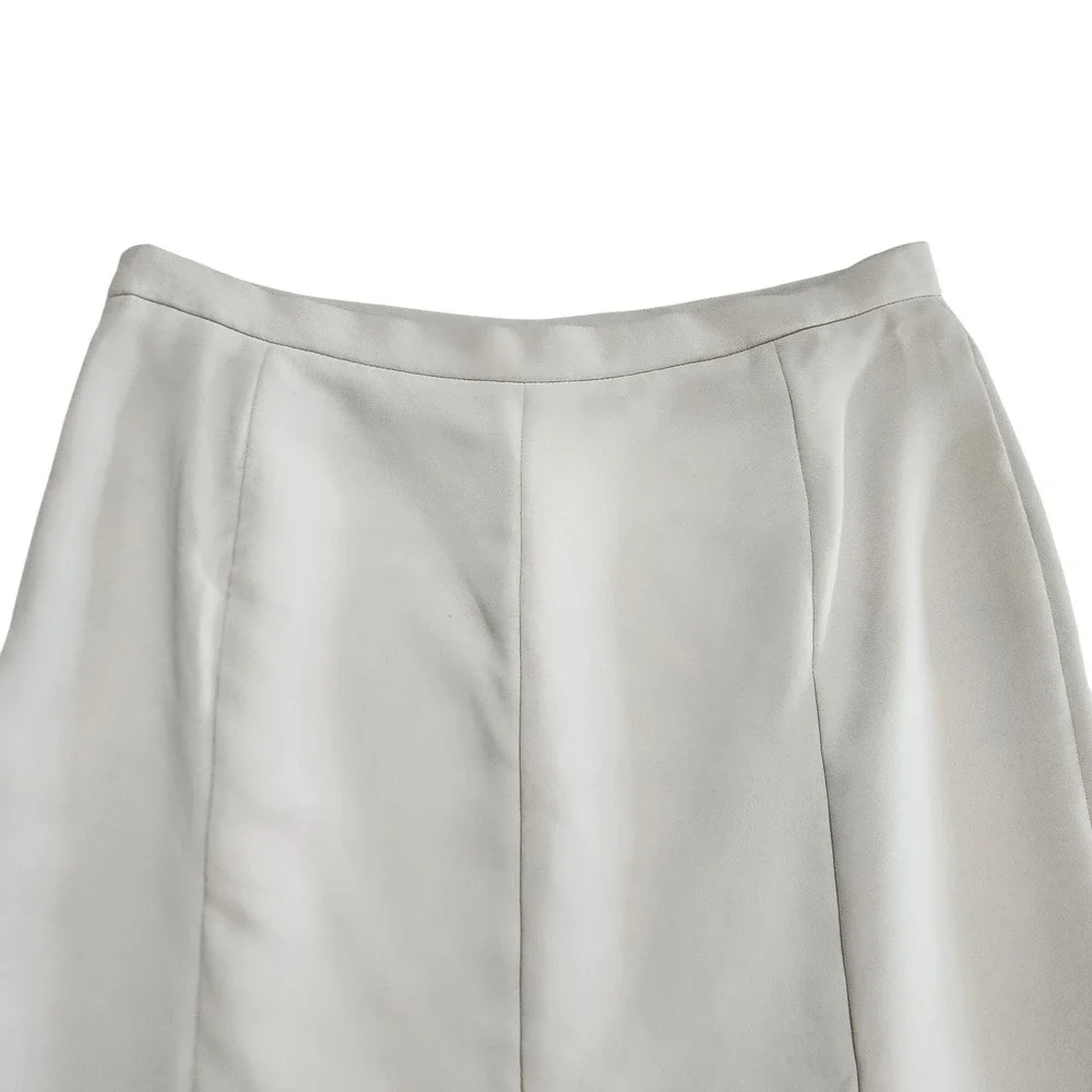 Talbots Womens Flounce Hem Skirt‎ Size 10 Ivory Cream Side Zip Lined Career Wear